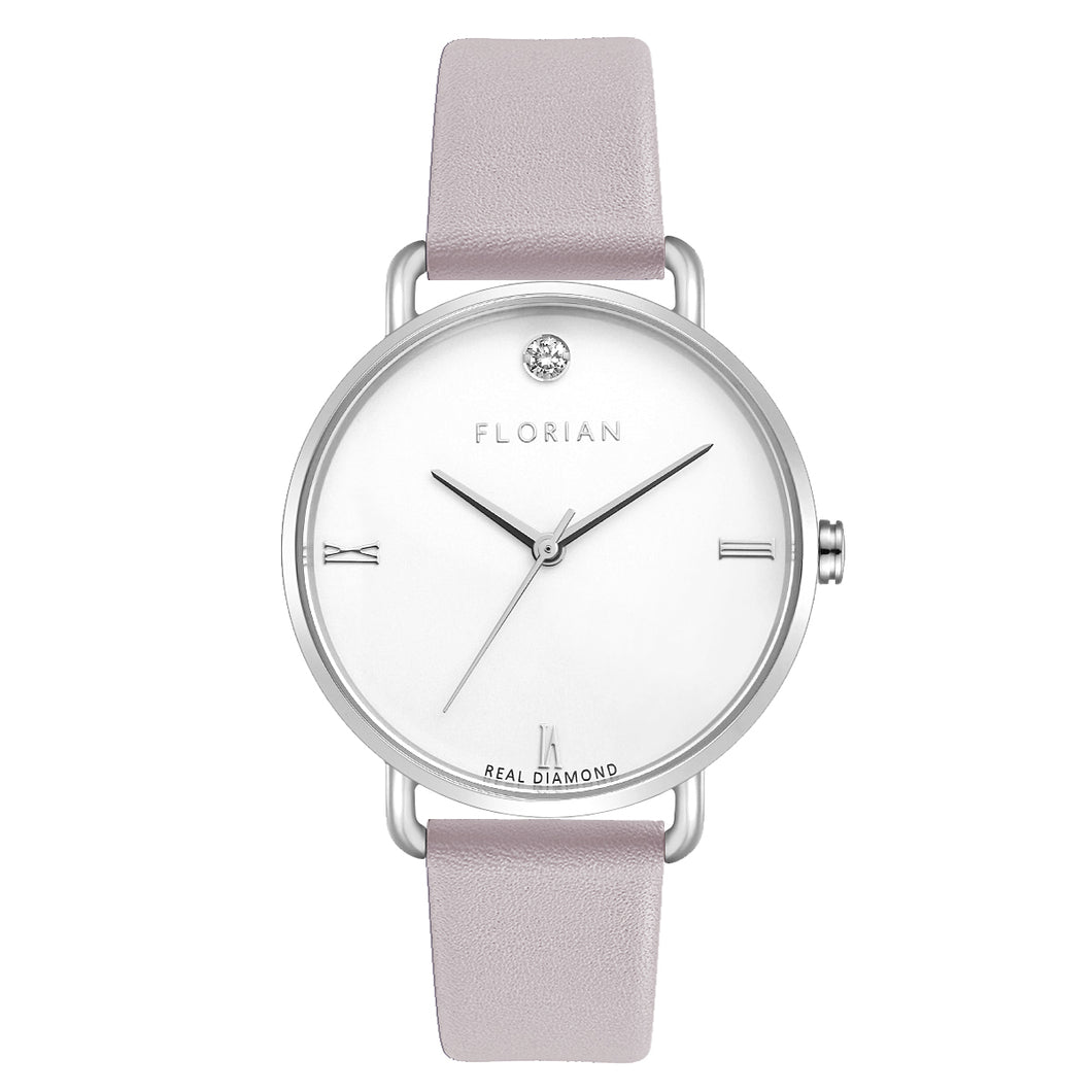 Pure Diamond Lilac Violet and Silver Watch | 36mm