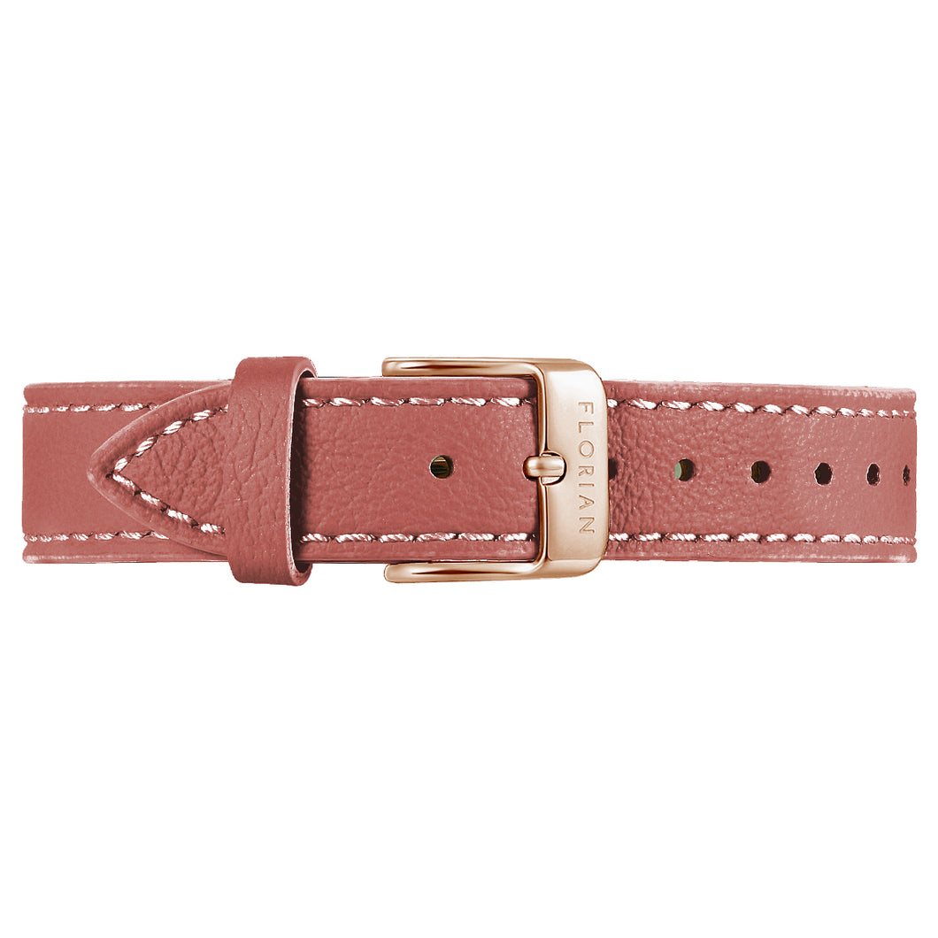 Classic Peachy Coral Leather Strap | 16mm