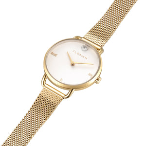 Pure Diamond Champagne Gold Mesh Watch | 30mm