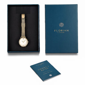 Pure Diamond Champagne Gold Mesh Watch | 30mm