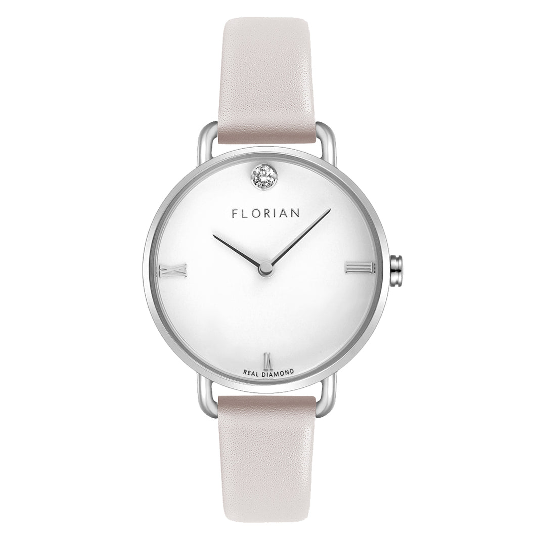 Pure Diamond Snow White and Silver Watch | 30mm