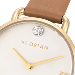 Pure Diamond Tenne Brown and Champagne Gold Watch | 30mm