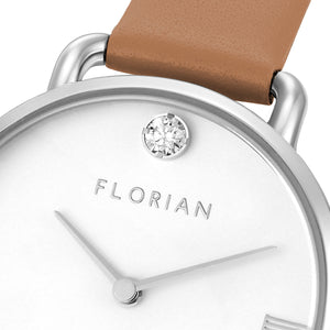 Pure Diamond Tenne Brown and Silver Watch | 30mm