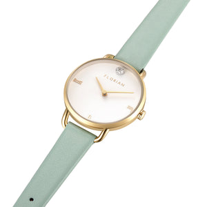 Pure Diamond Pistachio Green and Champagne Gold Watch | 30mm