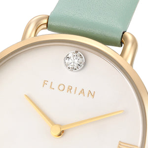 Pure Diamond Pistachio Green and Champagne Gold Watch | 30mm