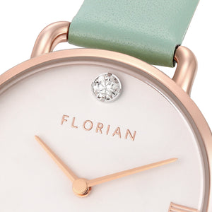 Pure Diamond Pistachio Green and Rose Gold Watch | 30mm