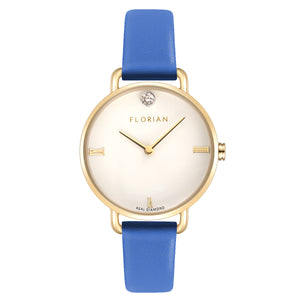 Pure Diamond Dodger Blue and Champagne Gold Watch | 30mm