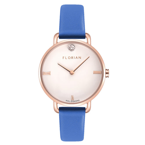 Pure Diamond Dodger Blue and Rose Gold Watch | 30mm
