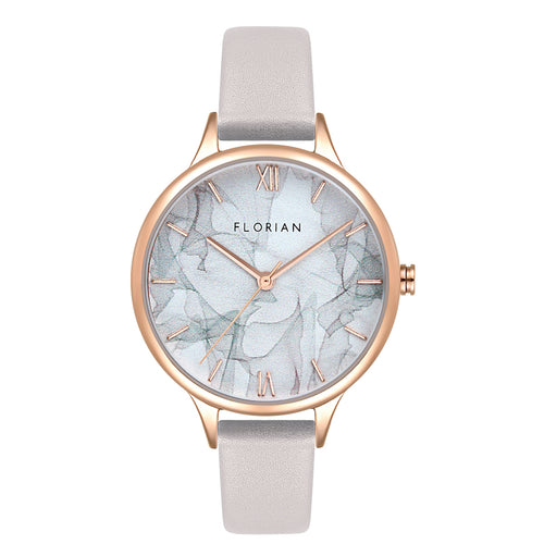 Happy Lady Smoke Dial Snow White and Rose Gold Watch | 34mm