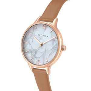 Happy Lady Smoke Dial Tenne Brown and Rose Gold Watch | 34mm
