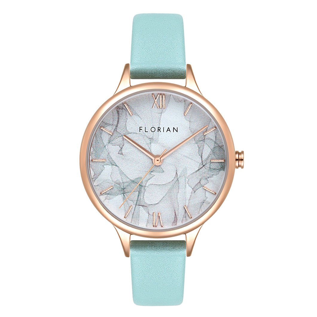 Happy Lady Smoke Dial Pistachio Green and Rose Gold Watch | 34mm