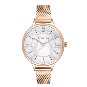 Happy Lady Papillon Women's Watch with Rose Gold Mesh Band | 34mm