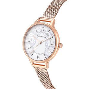 Happy Lady Papillon Women's Watch with Rose Gold Mesh Band | 34mm