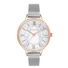Happy Lady Papillon Dial Silver and Rose Gold Mesh Watch | 34mm