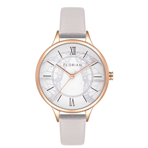 Happy Lady Papillon Dial Snow White and Rose Gold Watch | 34mm