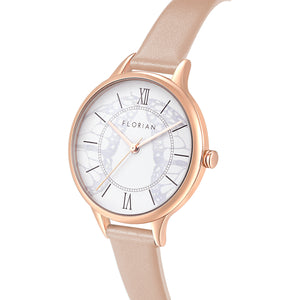 Happy Lady Papillon Dial Salmon Pink and Rose Gold Watch | 34mm