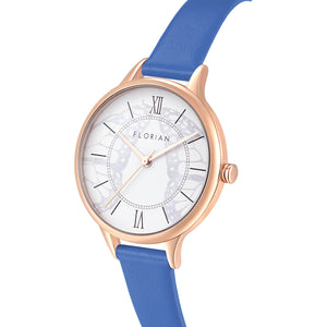Happy Lady Papillon Dial Dodger Blue and Rose Gold Watch | 34mm
