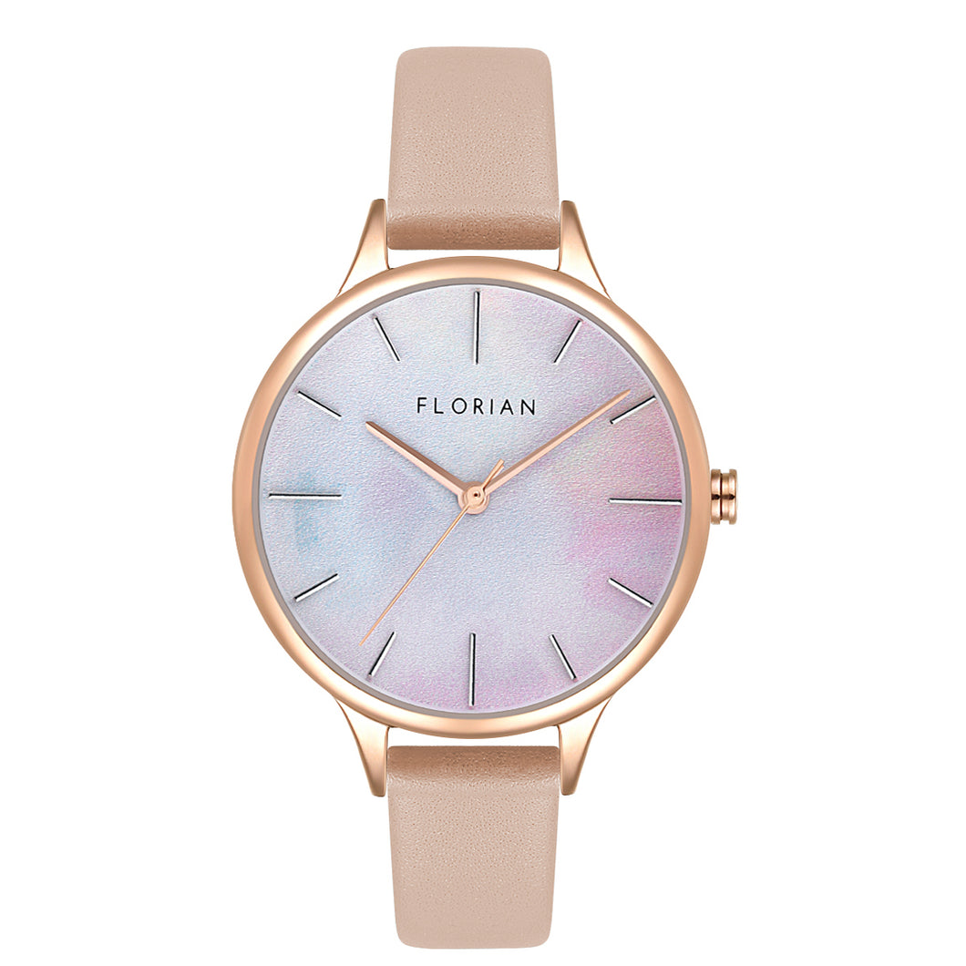Happy Lady Mirage Dial Salmon Pink and Rose Gold Watch | 34mm