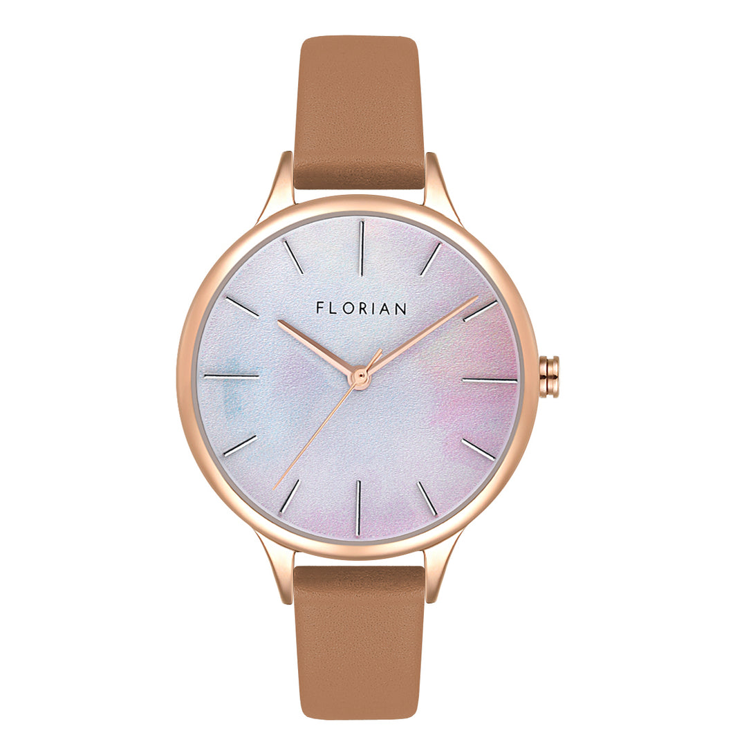 Happy Lady Mirage Dial Tenne Brown and Rose Gold Watch | 34mm