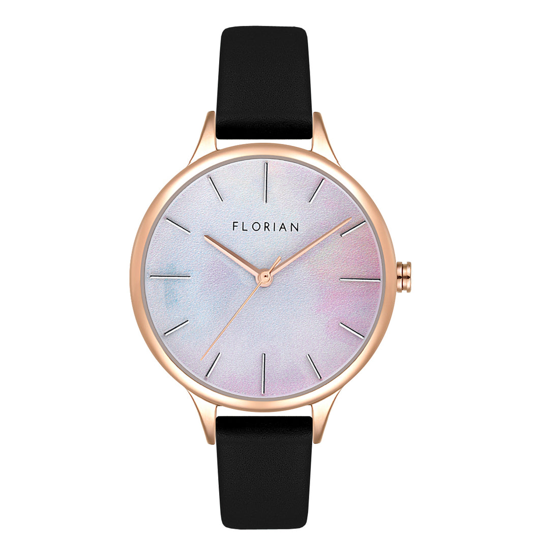 Happy Lady Mirage Dial Midnight Black and Rose Gold Watch | 34mm