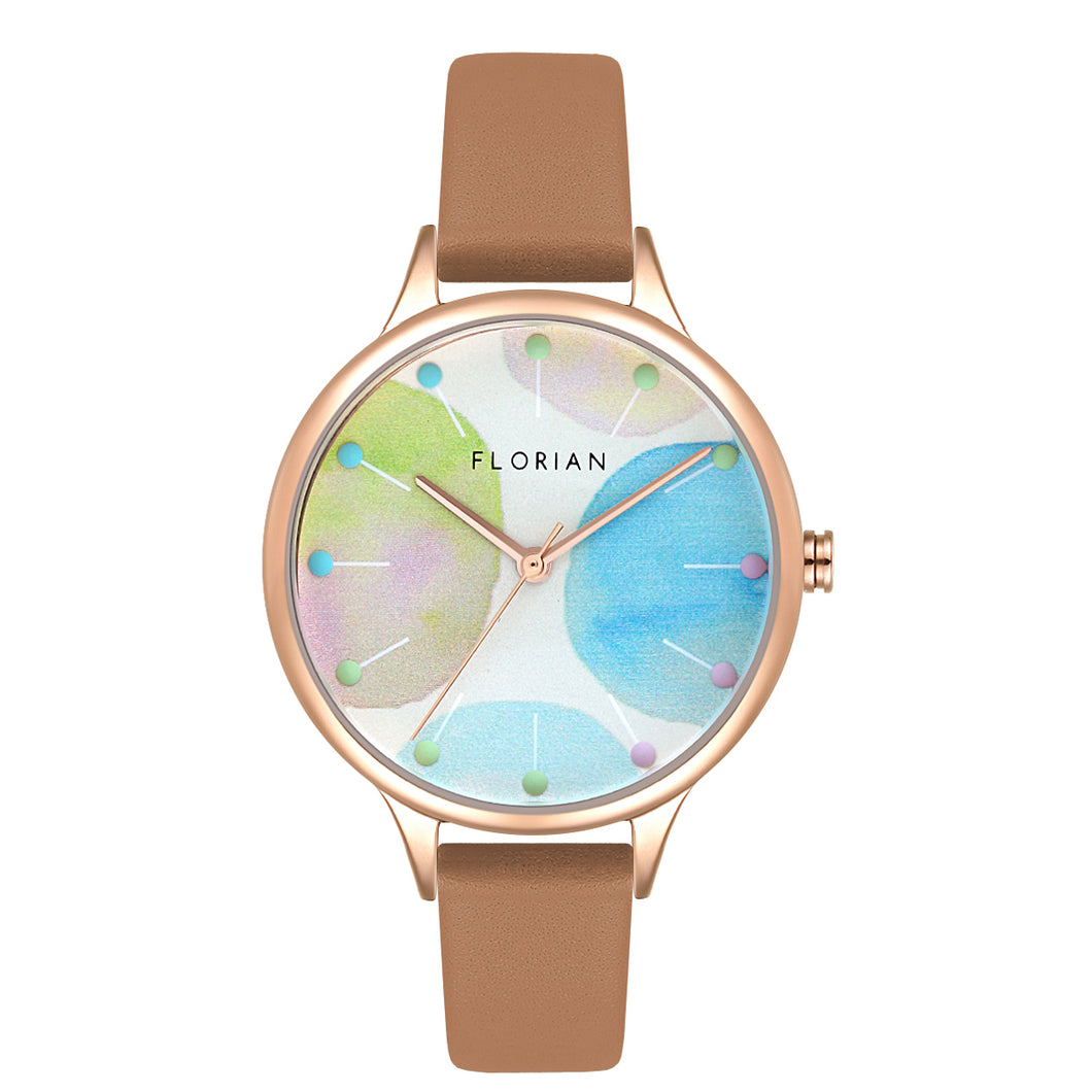 Happy Lady Lollipop Dial Tenne Brown and Rose Gold Watch | 34mm