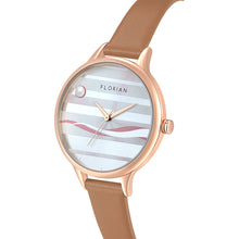 Load image into Gallery viewer, Happy Lady La Mer Dial Tenne Brown and Rose Gold Watch | 34mm
