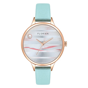 Happy Lady La Mer Dial Pistachio Green and Rose Gold Watch | 34mm