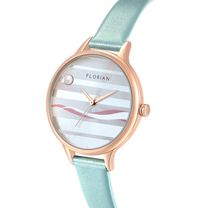 Happy Lady La Mer Dial Pistachio Green and Rose Gold Watch | 34mm