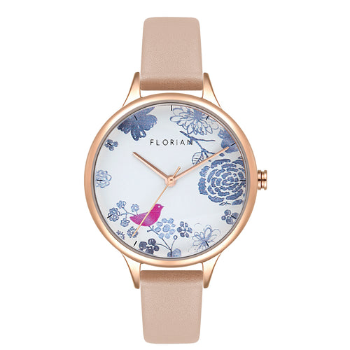 Happy Lady Porcelain Dial Salmon Pink and Rose Gold Watch | 34mm