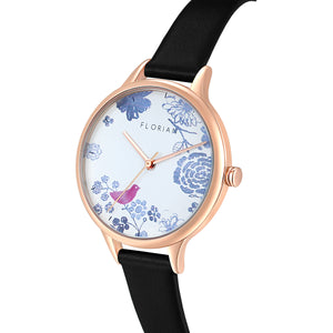 Happy Lady Porcelain Dial Midnight Black and Rose Gold Watch | 34mm