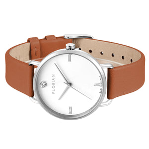 Pure Diamond Tenne Brown and Silver Watch | 36mm