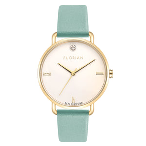 Pure Diamond Pistachio Green and Champagne Gold Watch | 36mm