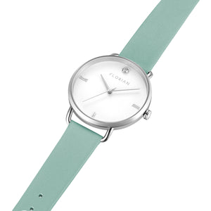 Pure Diamond Pistachio Green and Silver Watch | 36mm