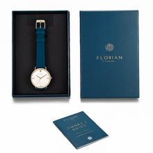 Load image into Gallery viewer, Pure Diamond Teal Blue and Champagne Gold Watch | 36mm
