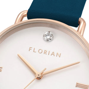 Pure Diamond Teal Blue and Rose Gold Watch | 36mm