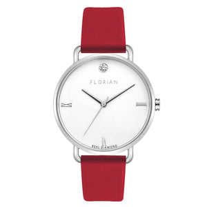 Pure Diamond Cherry Red and Silver Watch | 36mm