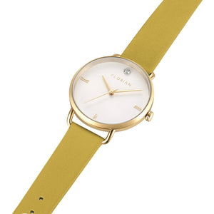Pure Diamond Mustard Beige and Champagne Gold Watch | 36mm