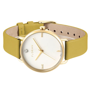 Pure Diamond Mustard Beige and Champagne Gold Watch | 36mm