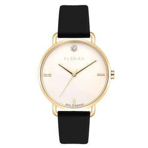 Pure Diamond Midnight Black and Champagne Gold Watch | 36mm