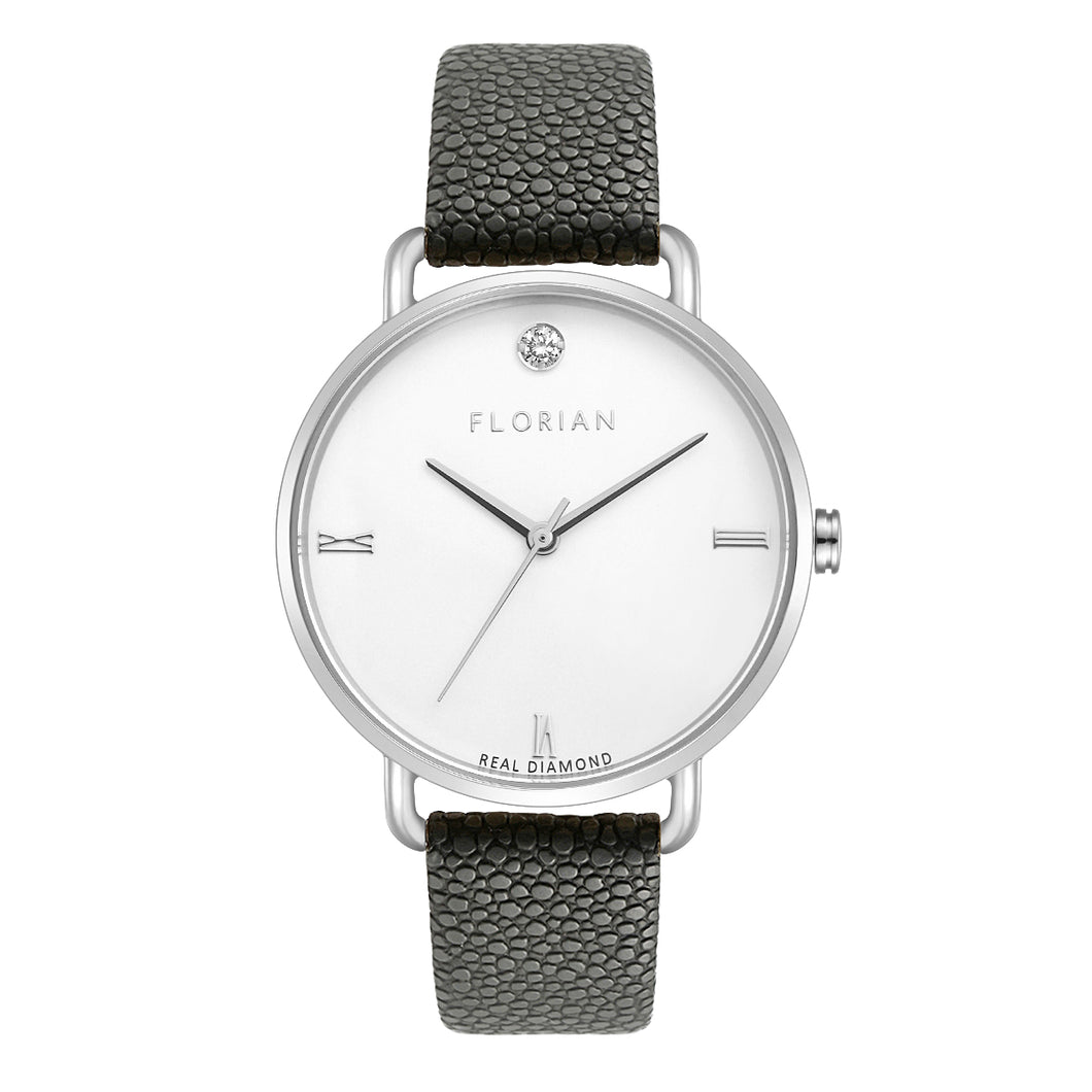 Pure Diamond Charcoal Grey and Silver Watch | 36mm