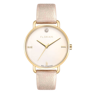 Pure Diamond Shinny Pinky and Champagne Gold Watch | 36mm
