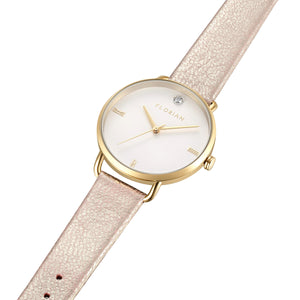 Pure Diamond Shinny Pinky and Champagne Gold Watch | 36mm