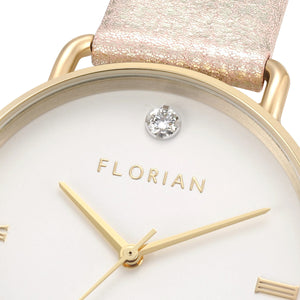 Pure Diamond Shinny Pinky and Champagne Gold Watch | 36mm