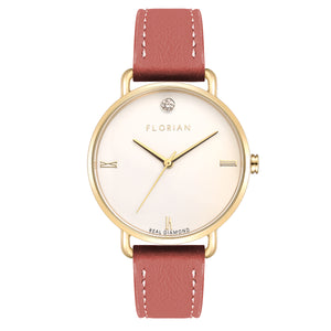 Pure Diamond Peachy Coral and Champagne Gold Watch | 36mm
