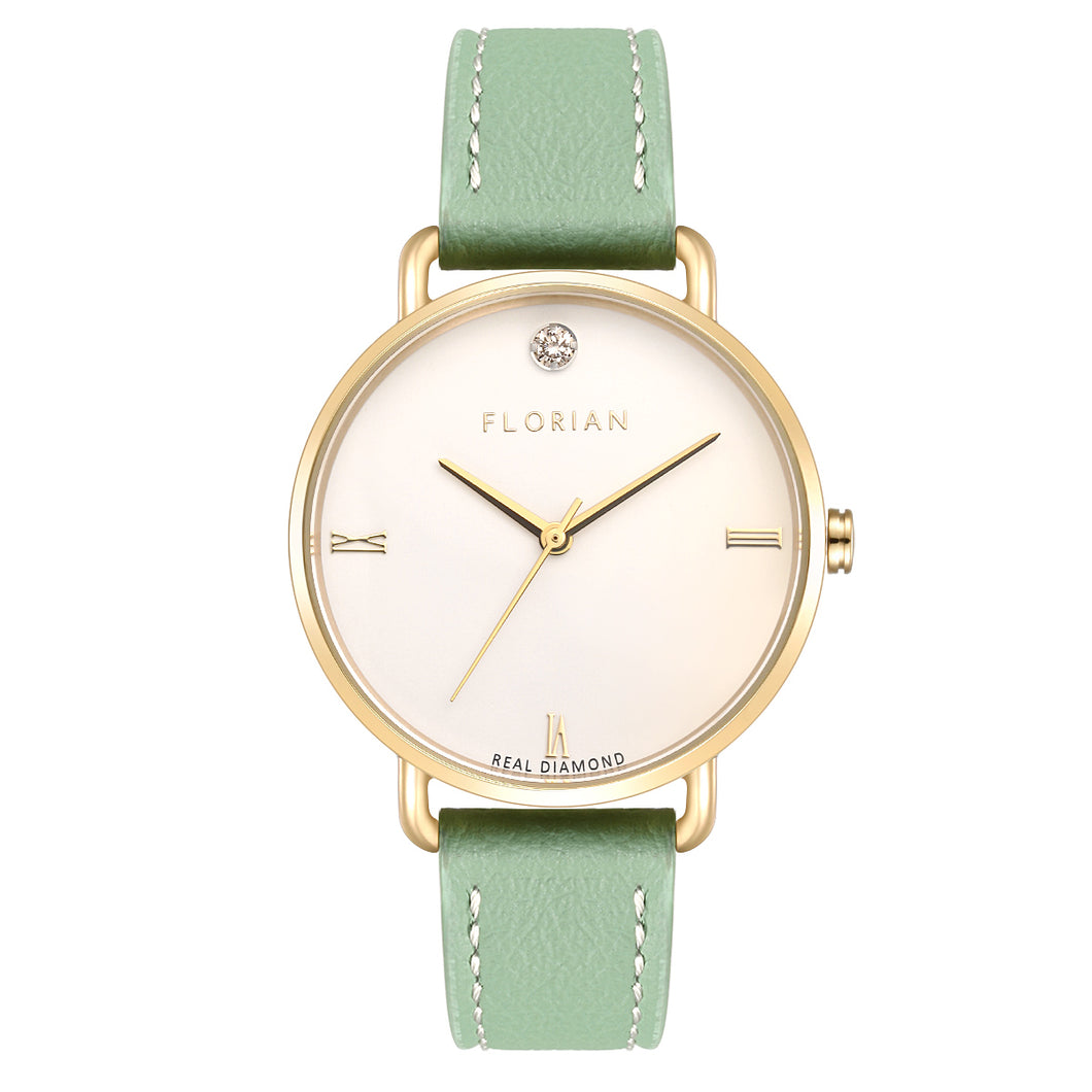 Pure Diamond Palm Green and Champagne Gold Watch | 36mm