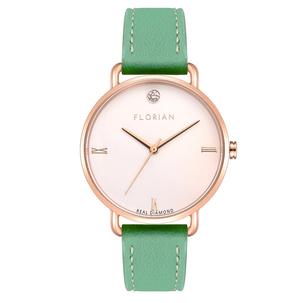 Pure Diamond Palm Green and Rose Gold Watch | 36mm