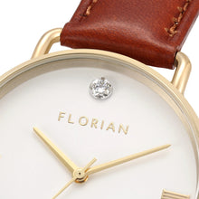 Classic Diamond Timber Tan and Champagne Gold Watch | 36mm