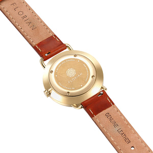 Classic Diamond Timber Tan and Champagne Gold Watch | 36mm