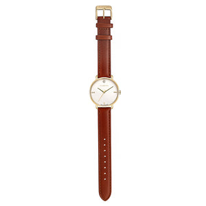 Classic Diamond Timber Tan and Champagne Gold Watch | 36mm