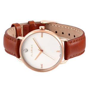 Classic Diamond Timber Tan and Rose Gold Watch | 36mm